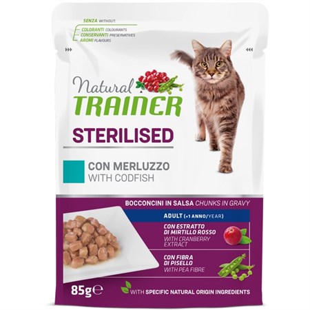 Natural Adult Sterilised Merluzzo Bocconcini in Salsa 85 GR in Gatti