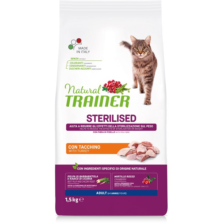Natural Trainer Sterilised Carni Bianche 1,5 kg Gatto
