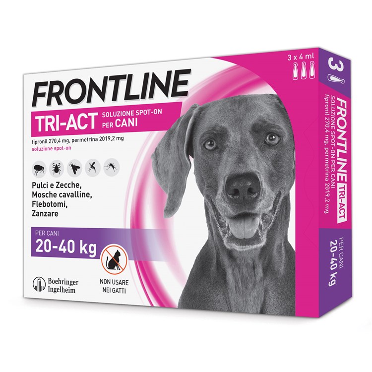 Frontline Tri Act 20 - 40 kg 3 Pipette Antiparassitario Per Cane