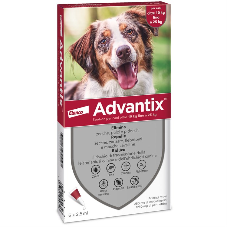 Advantix Spot On 6 Pipette 2,5 ml 10 - 25 kg Per Cani