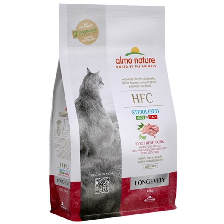 Almo Nature HFC Longevity Sterilised Maiale 1,2 kg Crocchette Per Gatti