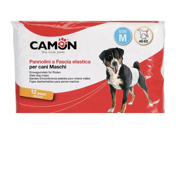 Camon 12 Pannolini a Fascia Elastica Medium Mis.2 Per Cani Maschi