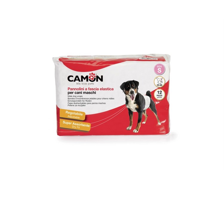 Camon 12 Pannolini a Fascia Elastica Small Mis.1 Per Cani Maschi
