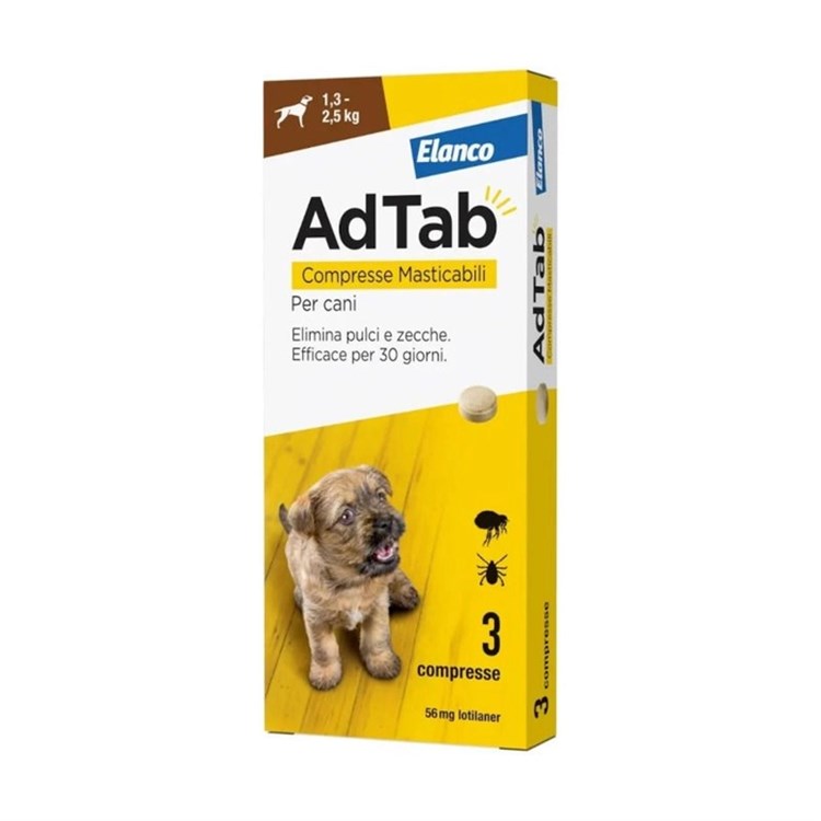 Elanco AdTab Per Cani da 1,3 a 2,5 Kg 3 Compresse 56 Mg