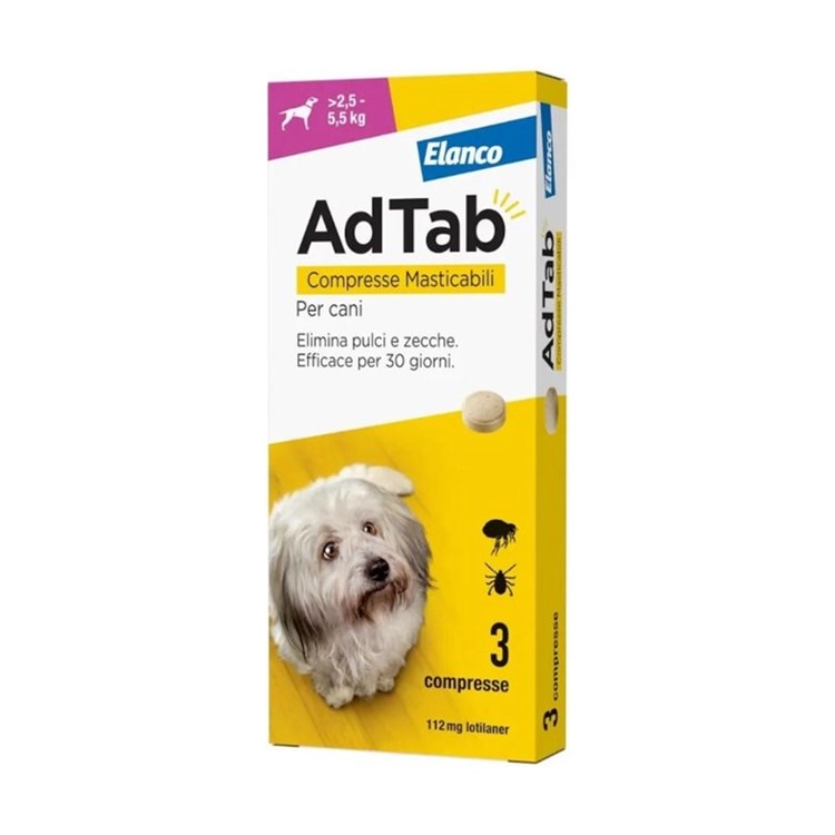 Elanco AdTab Per Cani da 2,5 a 5,5 Kg 3 Compresse 112 Mg