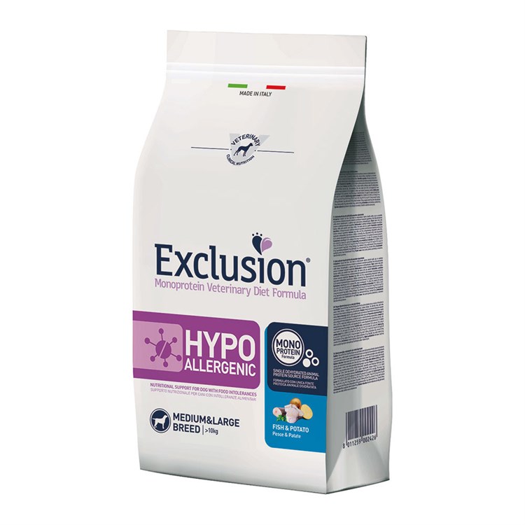 Exclusion Diet Hypoallergenic Fish & Potato 12 kg Pesce e Patate Per Cane