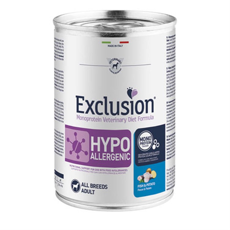 Exclusion Diet Hypoallergenic Pesce e Patate 400 gr Barattolo Umido Per Cane