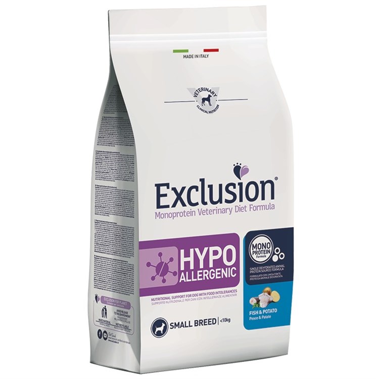 Exclusion Diet Hypoallergenic Pesce Patate Small 2 kg Cibo Per Cani