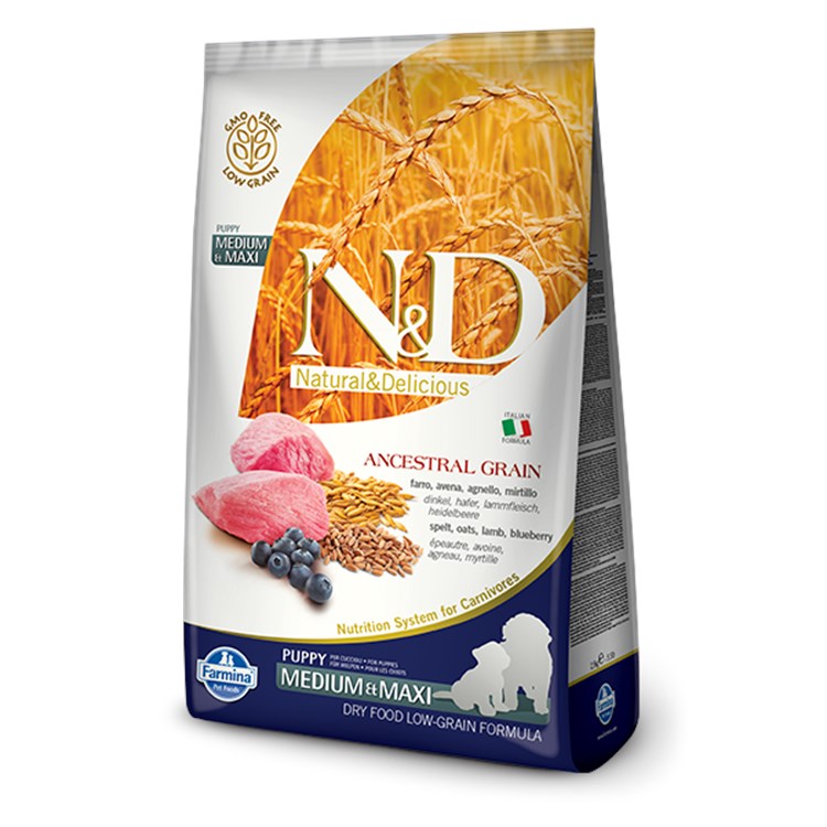 Farmina N/D Ancestral Low Grain Puppy Medium Maxi Agnello Mirtillo 12 kg