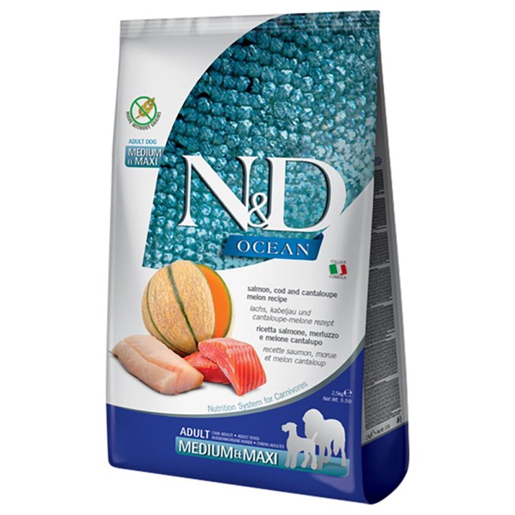 Farmina N/D Ocean Medium Maxi Adult Salmone Merluzzo e Melone Cantalupo 12 kg