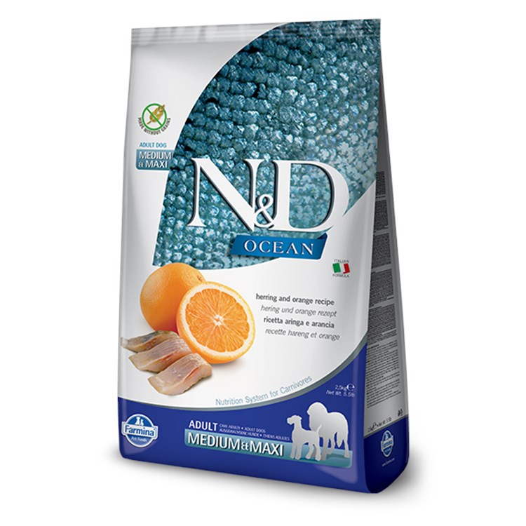 Farmina N/D Ocean Prime Grain Free Adult Medium Maxi 12 kg Aringa e Arancia