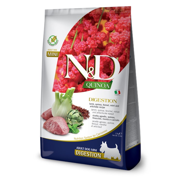 Farmina N/D Quinoa Grain Free Adult Mini Digestion Agnello Finocchio 7 kg Per Cani