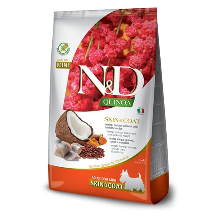 Farmina N/D Quinoa Grain Free Adult Mini Skin & Coat Aringa Cocco 7 Kg