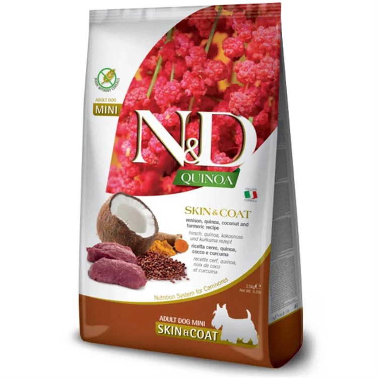 Farmina N/D Quinoa Grain Free Adult Mini Skin Coat Cervo Cocco 7 Kg CaNe