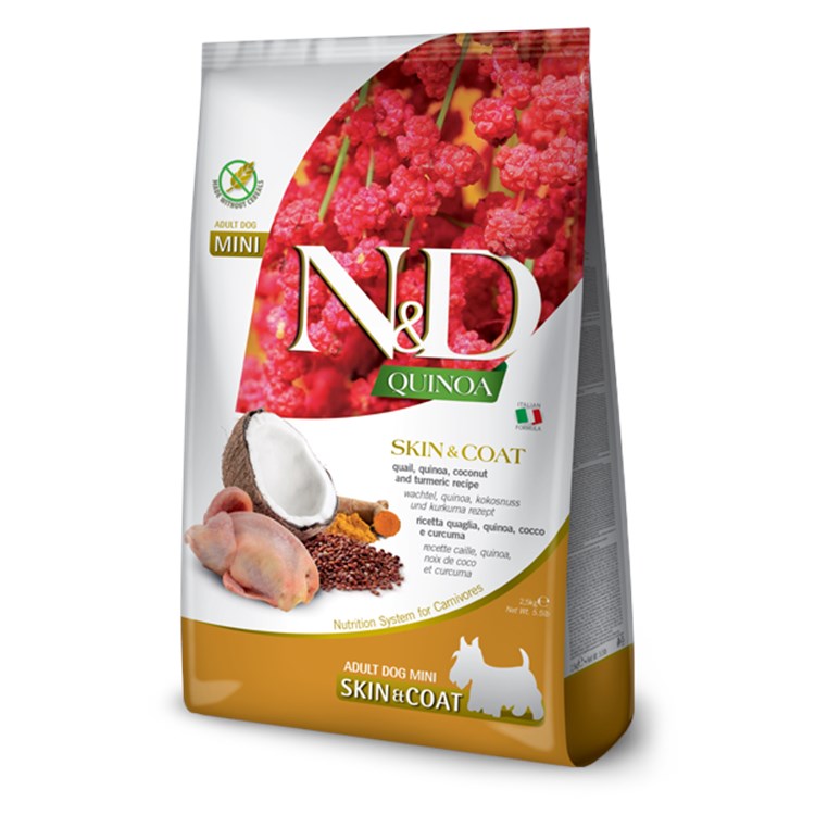 Farmina N/D Quinoa Grain Free Adult Mini Skin & Coat Quaglia Cocco 7 Kg