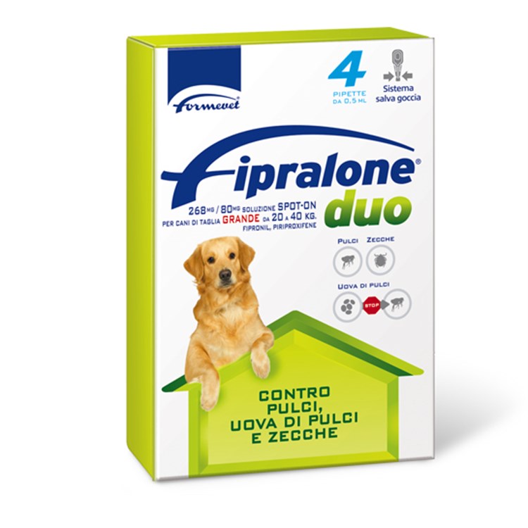 Fipralone Duo Cane 20-40 Kg Antipulci Antizecche 4 Pipette