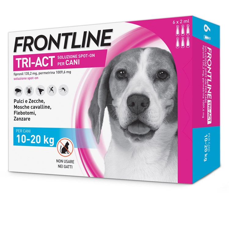 Frontline Tri Act 10 - 20 kg 6 Pipette Antiparassitario Per Cane SCAD 30.06.25