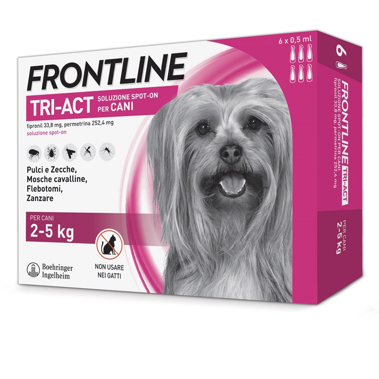Frontline Tri Act 2 - 5 kg 6 Pipette Antiparassitario Per Cane