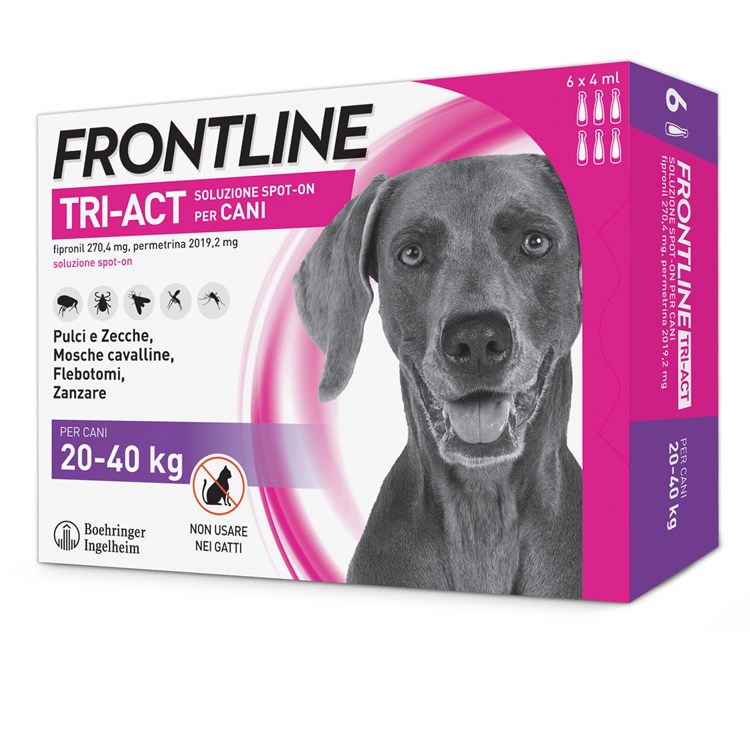Frontline Tri Act 20 - 40 kg 6 Pipette Antiparassitario Per Cane