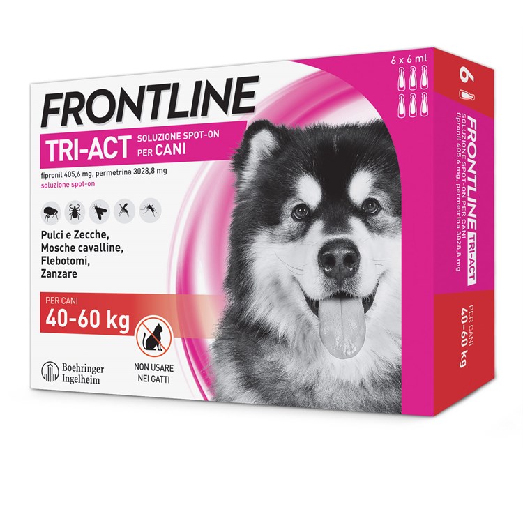 Frontline Tri Act 40 - 60 kg 6 Pipette Antiparassitario Per Cane