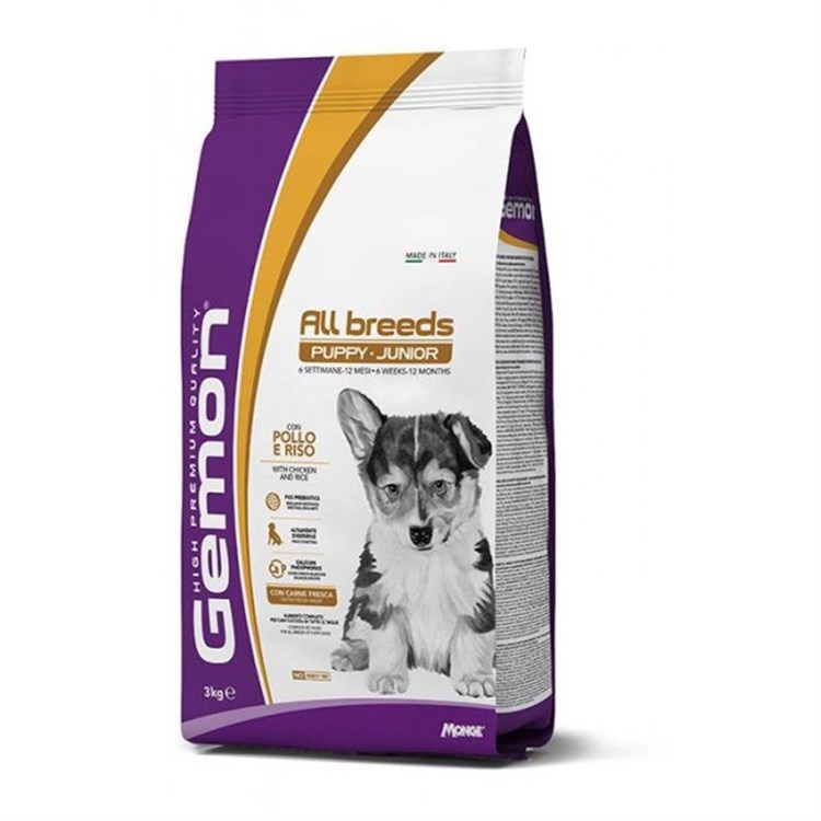 Gemon by Monge Puppy Junior All Breeds Pollo e Riso 15 kg Cani DANNEGGIATO