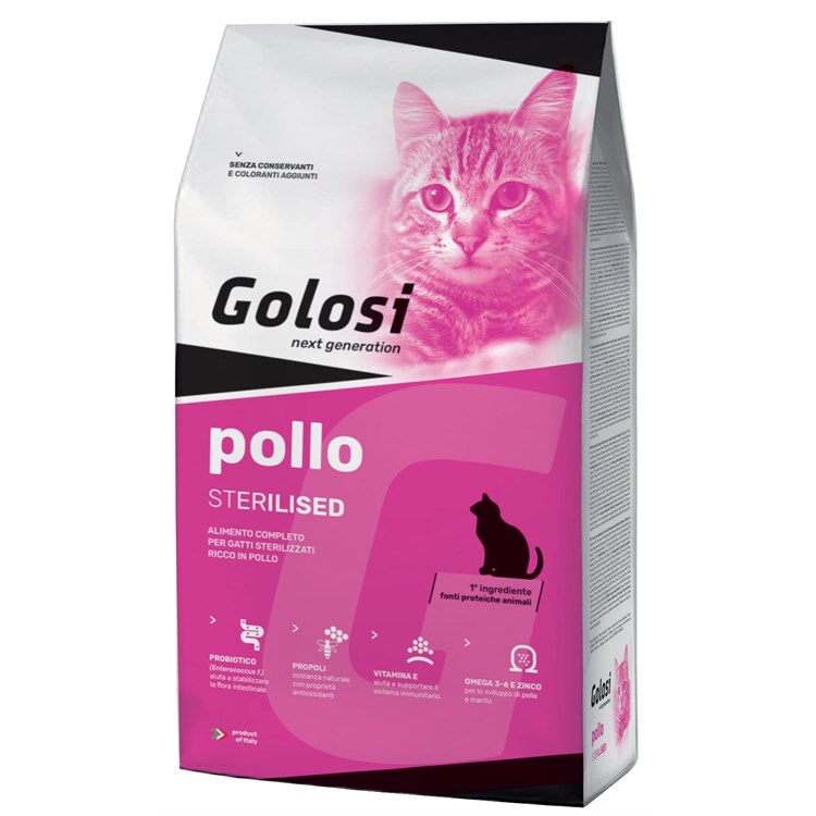 Golosi Cat Sterilised Pollo 7,5 kg Crocchette Per Gatti Sterilizzati