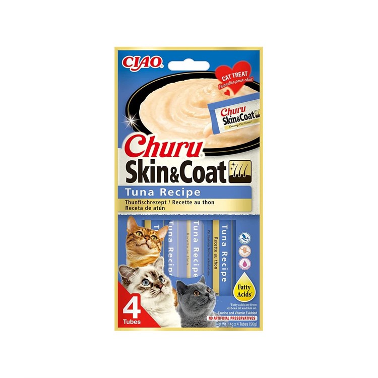 Inaba cat churu skin&coat tonno 14x4 tubi 56 gr