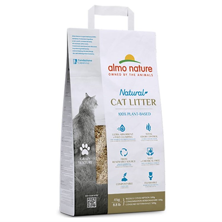 Lettiera Almo Nature Cat Litter Natural 4 kg Grain Texture Lettiera Agglomerante Vegetale Per Gatti