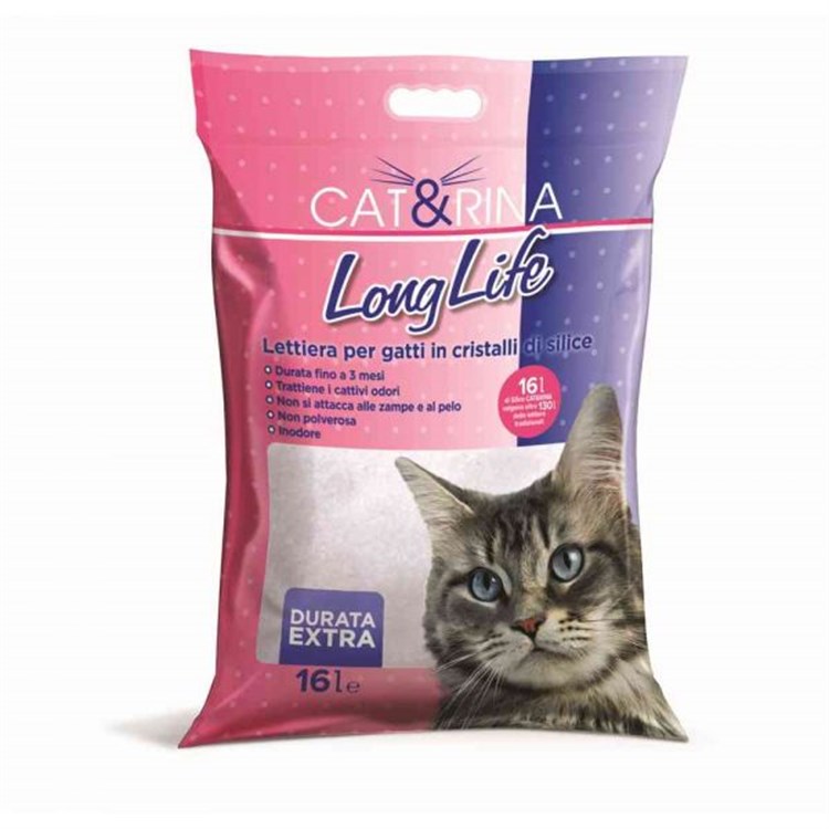 Lettiera Silicio Per Gatti Cat&Rina Long Life 16 Lt Cristalli Classi