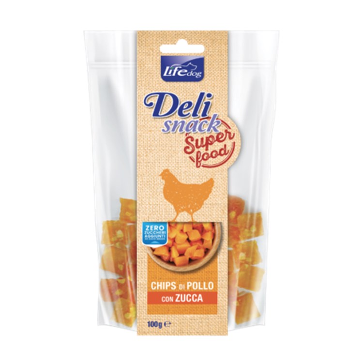 Life Dog Snack Delisnack Superfood Chips Pollo Zucca 100 gr