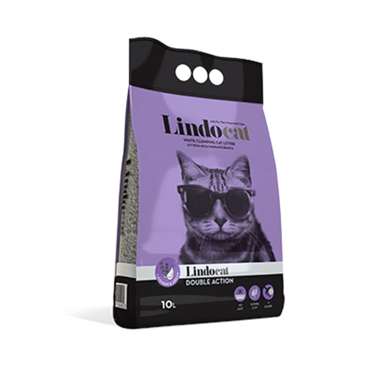 Lindocat Lettiera Double Action 10 L Agglomerante Con Granuli Viola Per Gatti