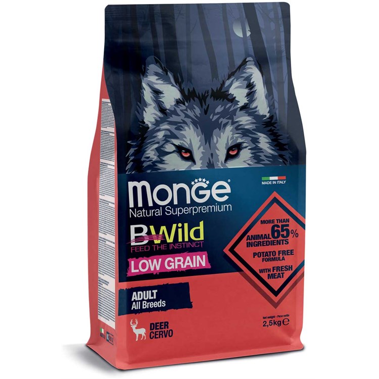 Monge Bwild Low Grain Adult All Breed Cervo 12 Kg Per Cani