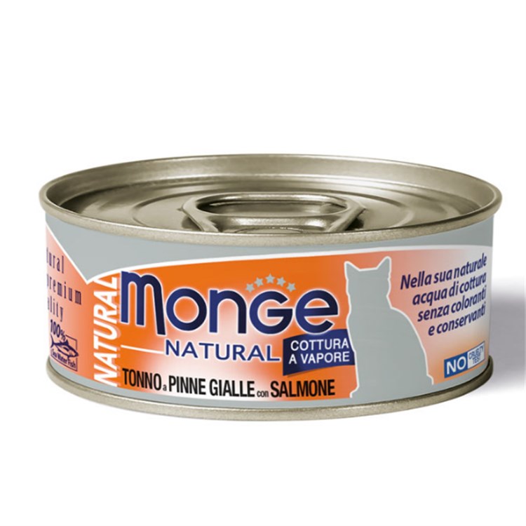 Monge Cat Natural Superpremium 80 gr Tonno a Pinne Gialle con Salmone Scatoletta Gatti