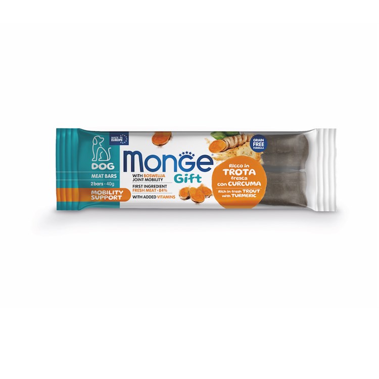 Monge Gift Barrette Mobility Support Trota Curcuma 40 gr Snack Per Cani