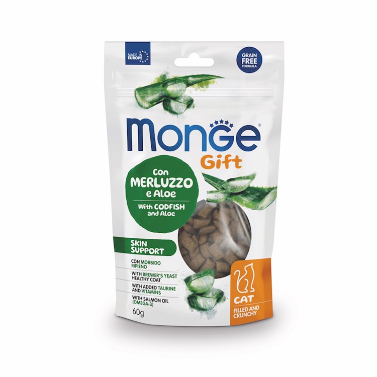Monge Gift Skin Support Merluzzo Aloe Vera 60 gr Snack Per Gatti