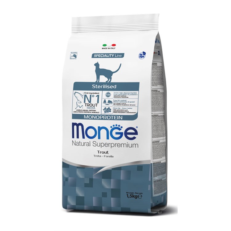 Monge Natural Superpremium Sterilised Trota Monoproteico 1,5 kg Per Gatti