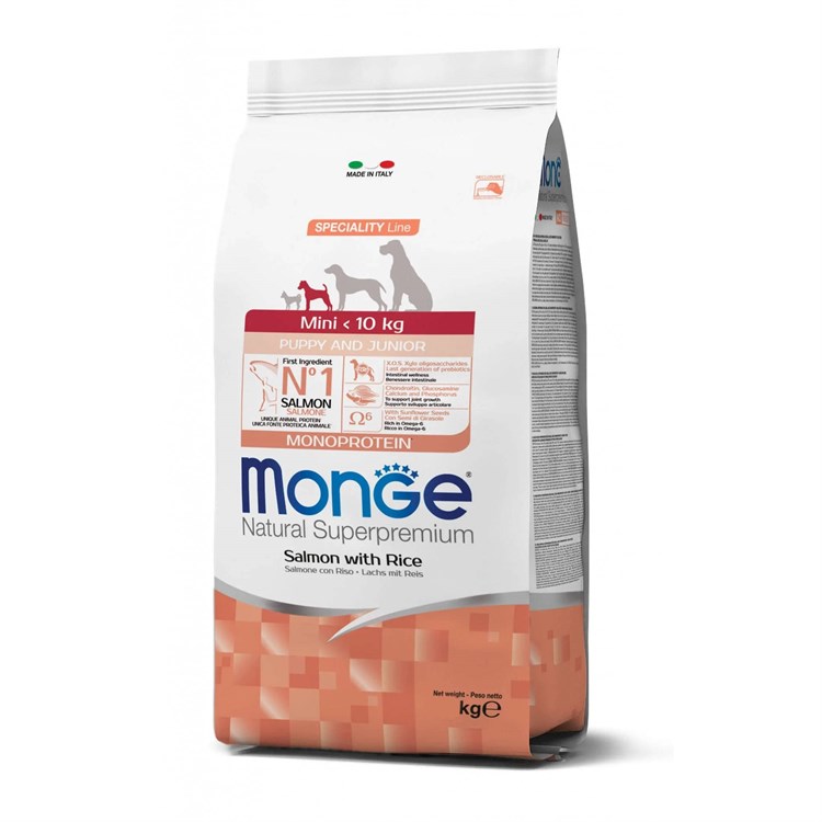 Monge Superpremium Mini Puppy Junior Salmone 7,5 Kg Monoproteico per Cani