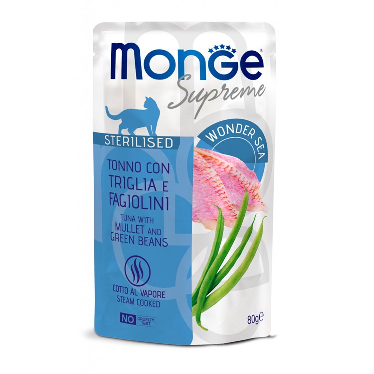 Monge Supreme Sterilised Tonno Triglia Fagiolini 80 gr Bustina Gatti