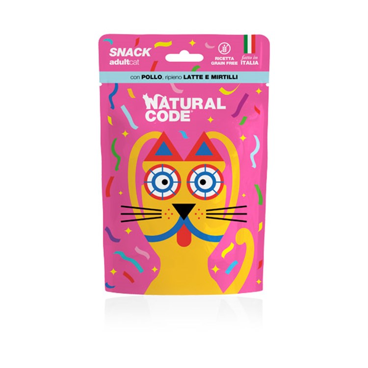 Natural Code Snack Cat Adult Grain Free Pollo Latte Mirtilli 60 gr