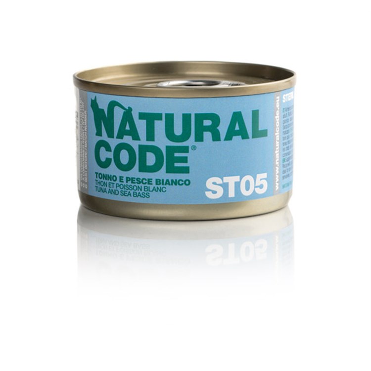 Natural Code ST05 Tonno e Pesce Bianco 85 gr Scatoletta Gatti Sterilizzati