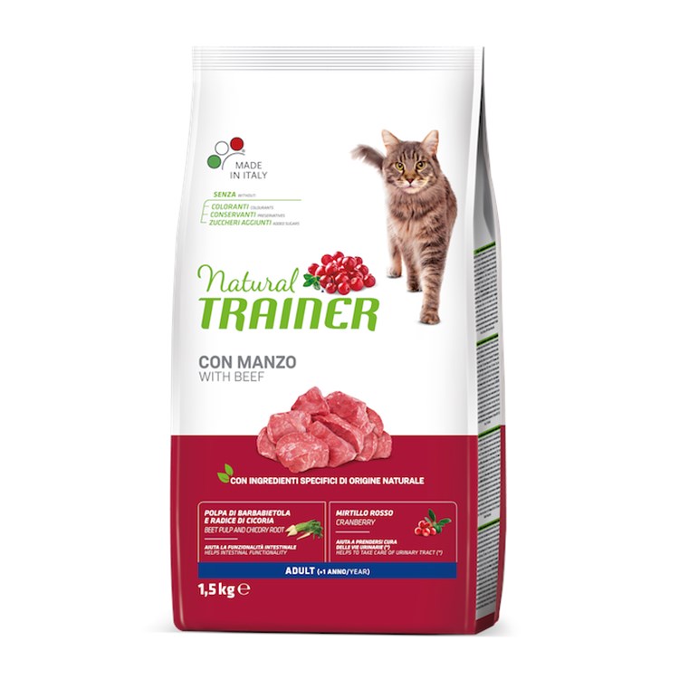 Natural Trainer Adult Manzo 1,5 kg Crocchette per Gatti