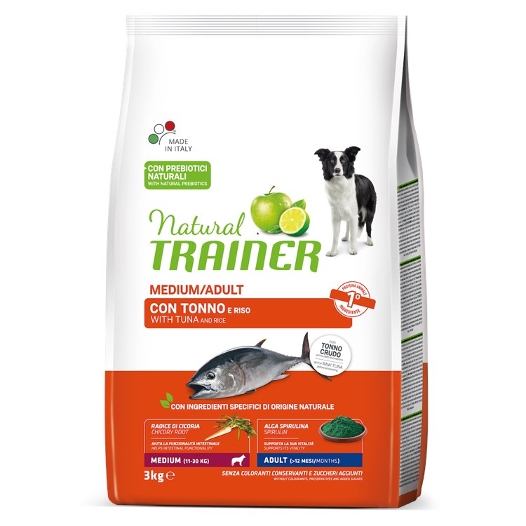 Natural Trainer Medium Adult Tonno Riso 3 kg Cane
