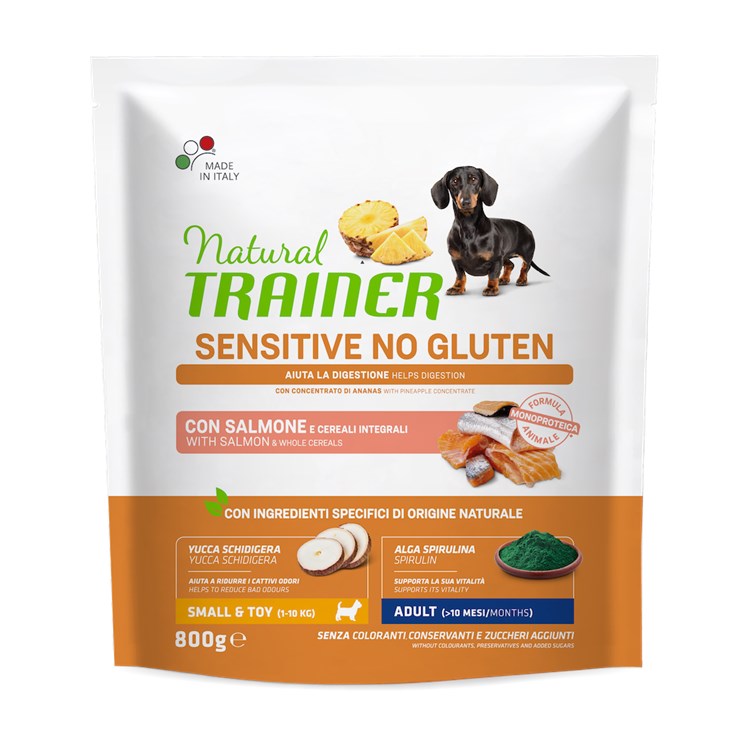 Natural Trainer Sensitive Adult Salmone e Cereali Integrali 800 gr Per Cani