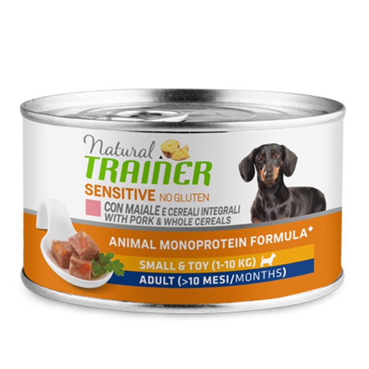 Natural Trainer Sensitive No Gluten Mini Adult Maiale 150 gr Umido Cane