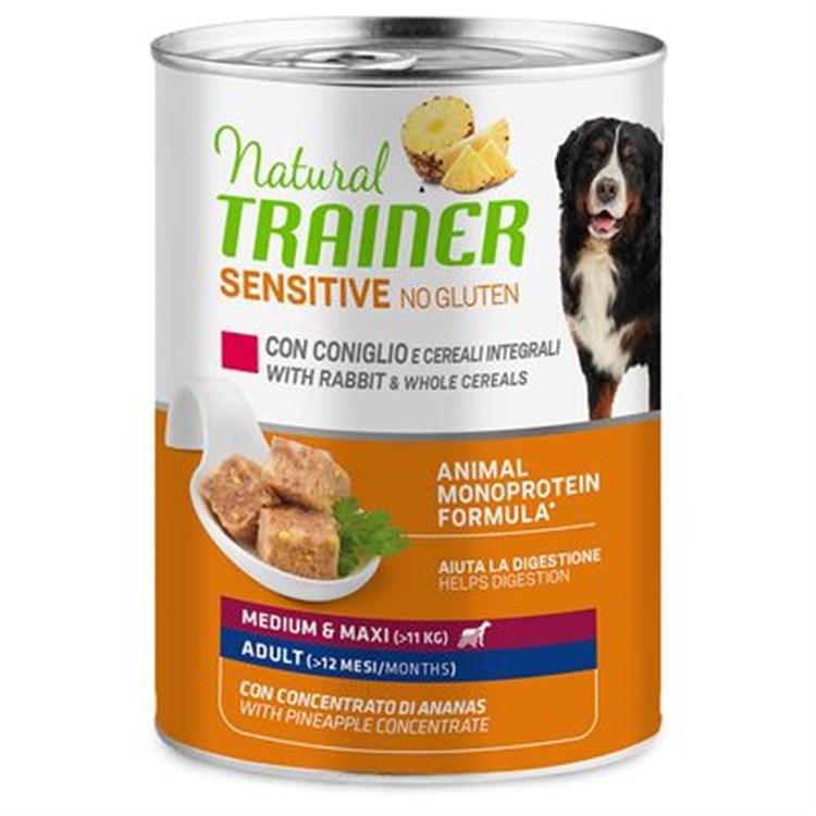 Natural Trainer Sensitive No Gluten Medium Adult Coniglio 400 gr Umido Cane