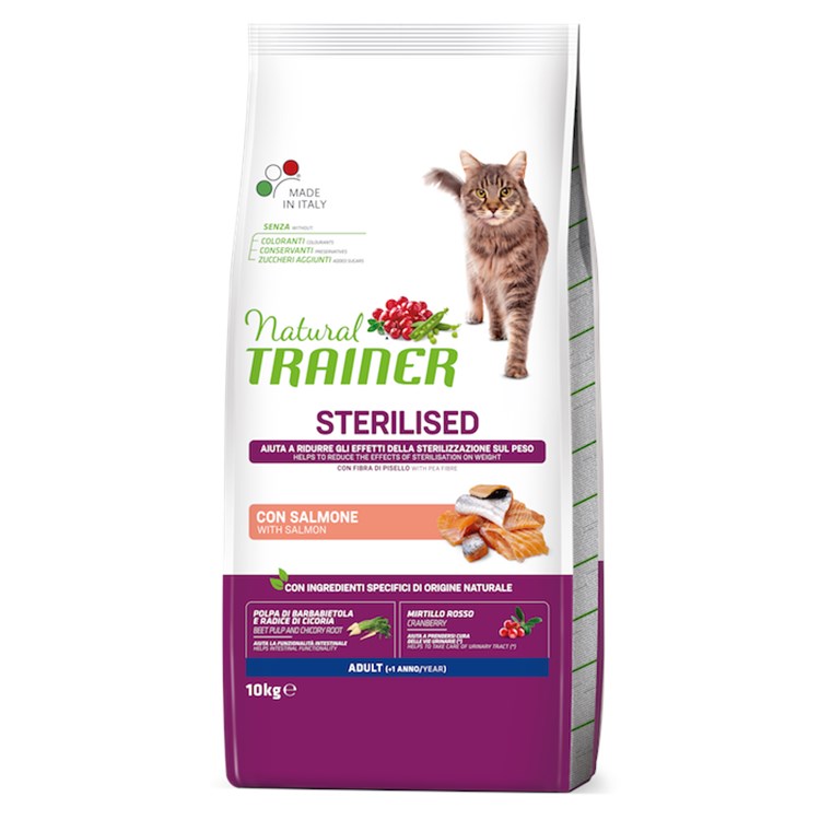 Natural Trainer Sterilised Salmone 10 kg Gatto