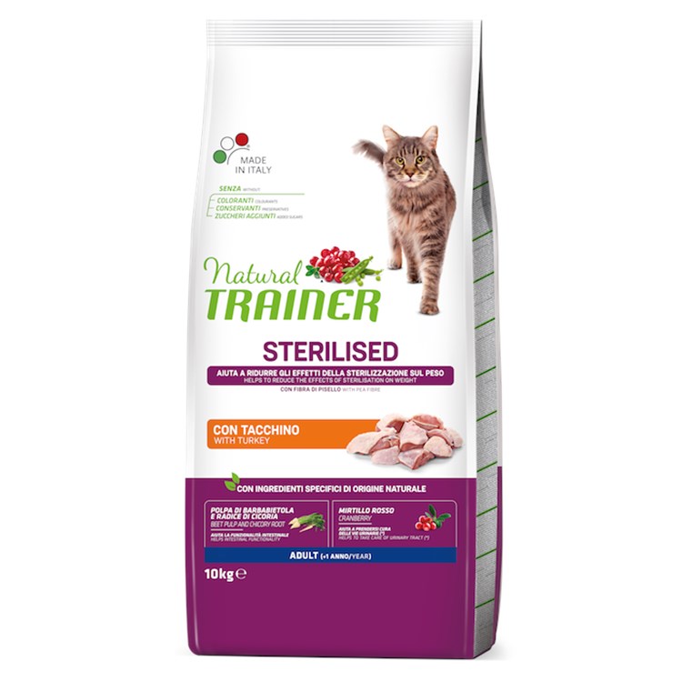 Natural Trainer Sterilised Tacchino 10 kg Gatto