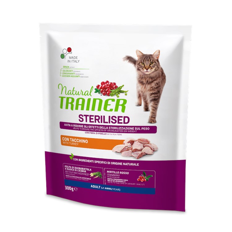 Natural Trainer Sterilised Tacchino 300 gr Gatto