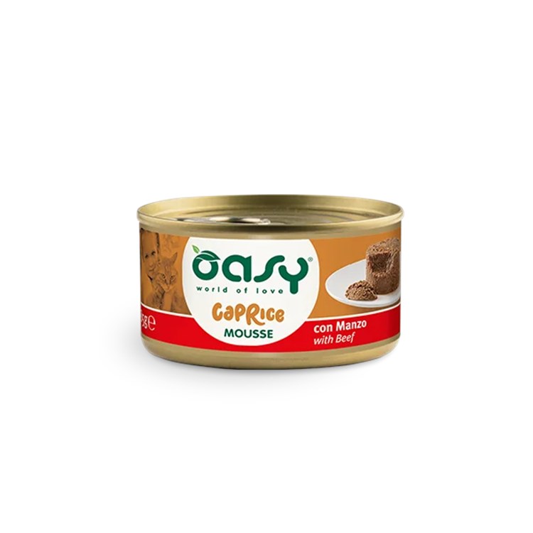 Oasy Caprice Mousse Con Manzo 85 Gr Scatoletta per Gatti