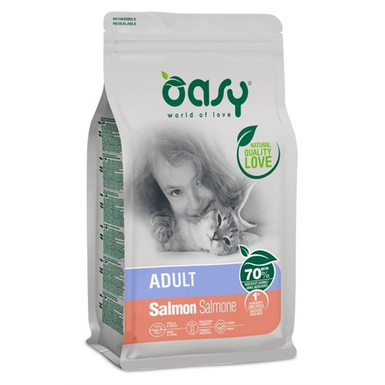 Oasy Cat Adult Salmone 7,5 kg Per Gatti DANNEGGIATO